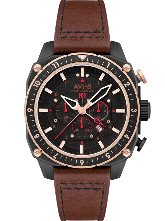 orologio uomo AVI-8 AV-4100-09 Mens Watch Hawker Hunter Dual Time Chronograph 43mm 5ATM