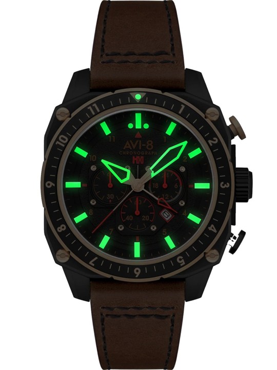 orologio uomo AVI-8 AV-4100-09 Mens Watch Hawker Hunter Dual Time Chronograph 43mm 5ATM