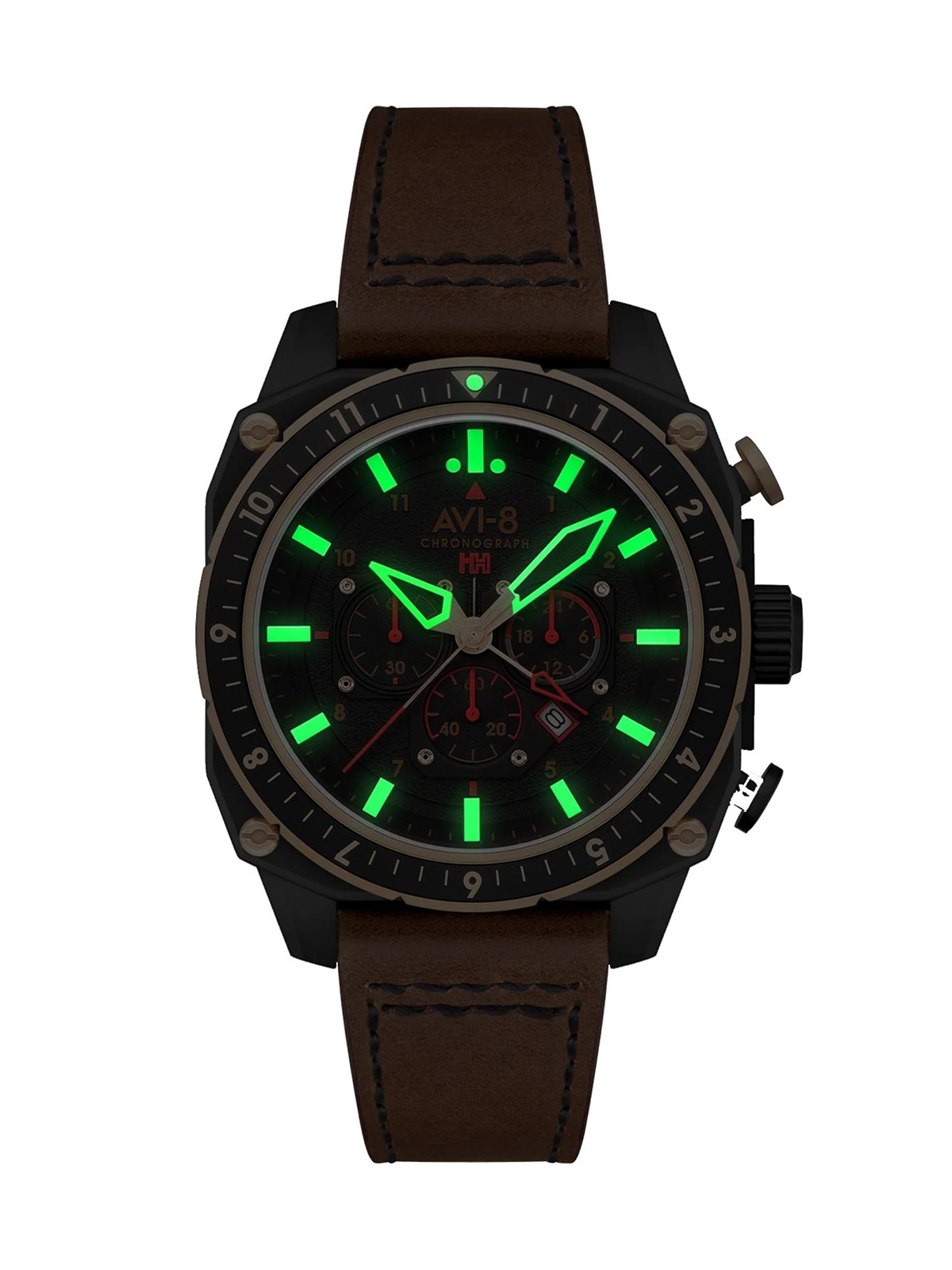 orologio uomo AVI-8 AV-4100-09 Mens Watch Hawker Hunter Dual Time Chronograph 43mm 5ATM