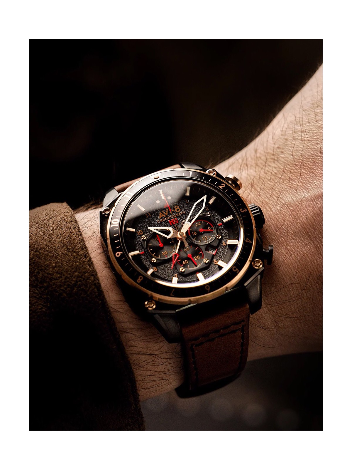 orologio uomo AVI-8 AV-4100-09 Mens Watch Hawker Hunter Dual Time Chronograph 43mm 5ATM