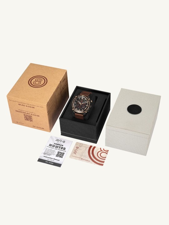 orologio uomo AVI-8 AV-4100-09 Mens Watch Hawker Hunter Dual Time Chronograph 43mm 5ATM