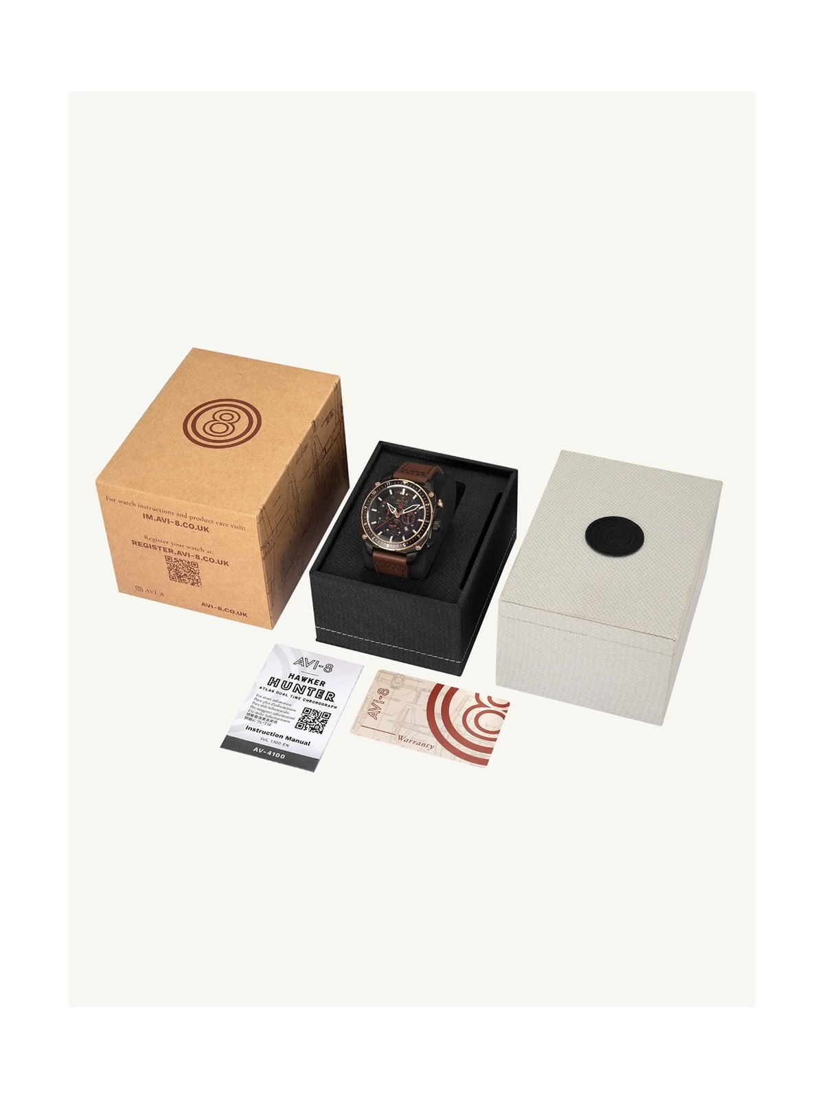orologio uomo AVI-8 AV-4100-09 Mens Watch Hawker Hunter Dual Time Chronograph 43mm 5ATM