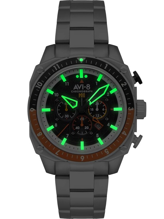 orologio uomo AVI-8 AV-4100-11 Mens Watch Hawker Hunter Dual Time Chronograph 43mm 5ATM