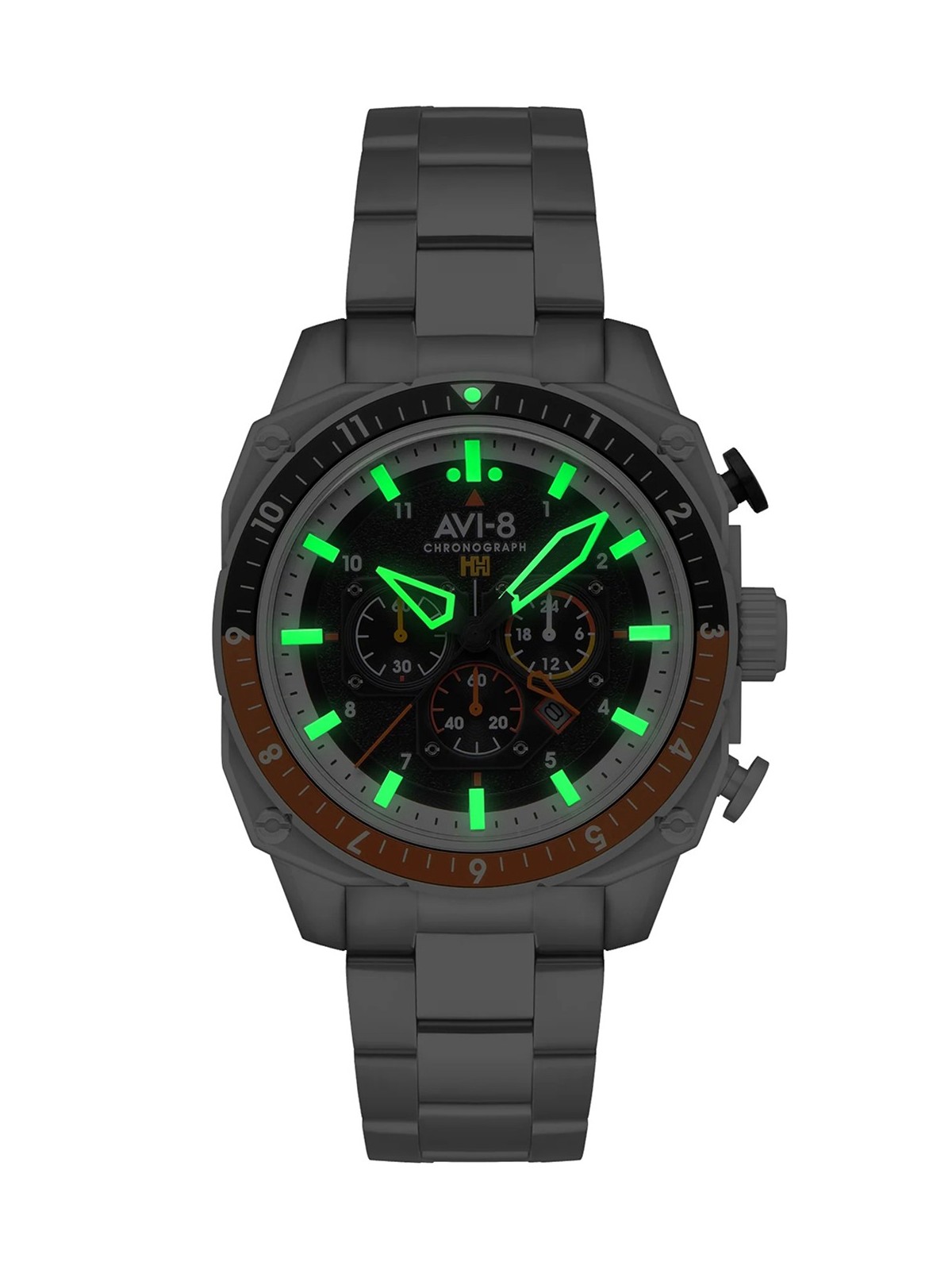 orologio uomo AVI-8 AV-4100-11 Mens Watch Hawker Hunter Dual Time Chronograph 43mm 5ATM