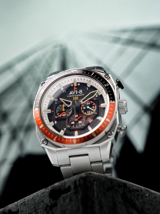 orologio uomo AVI-8 AV-4100-11 Mens Watch Hawker Hunter Dual Time Chronograph 43mm 5ATM