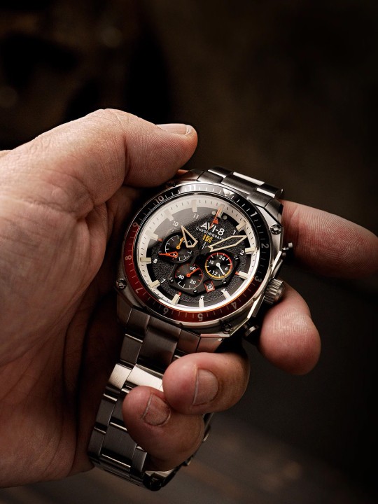 orologio uomo AVI-8 AV-4100-11 Mens Watch Hawker Hunter Dual Time Chronograph 43mm 5ATM