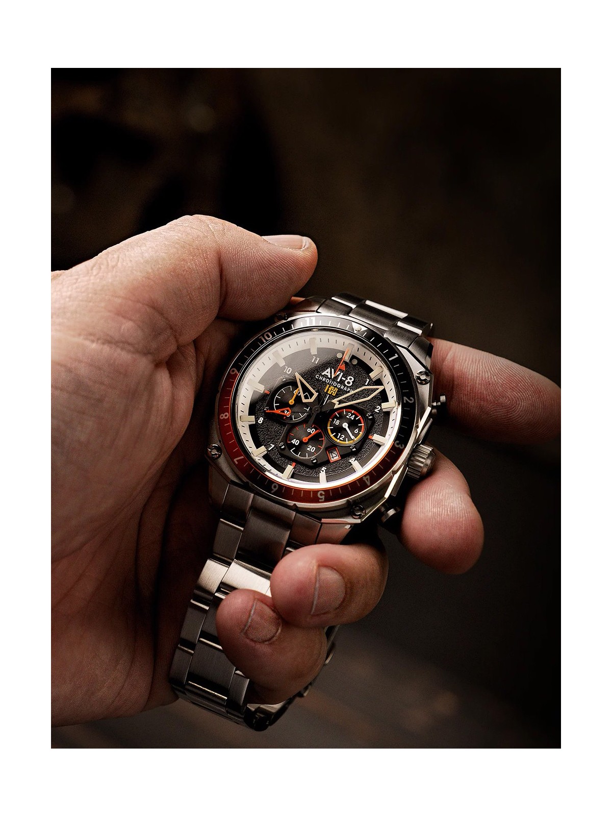 orologio uomo AVI-8 AV-4100-11 Mens Watch Hawker Hunter Dual Time Chronograph 43mm 5ATM