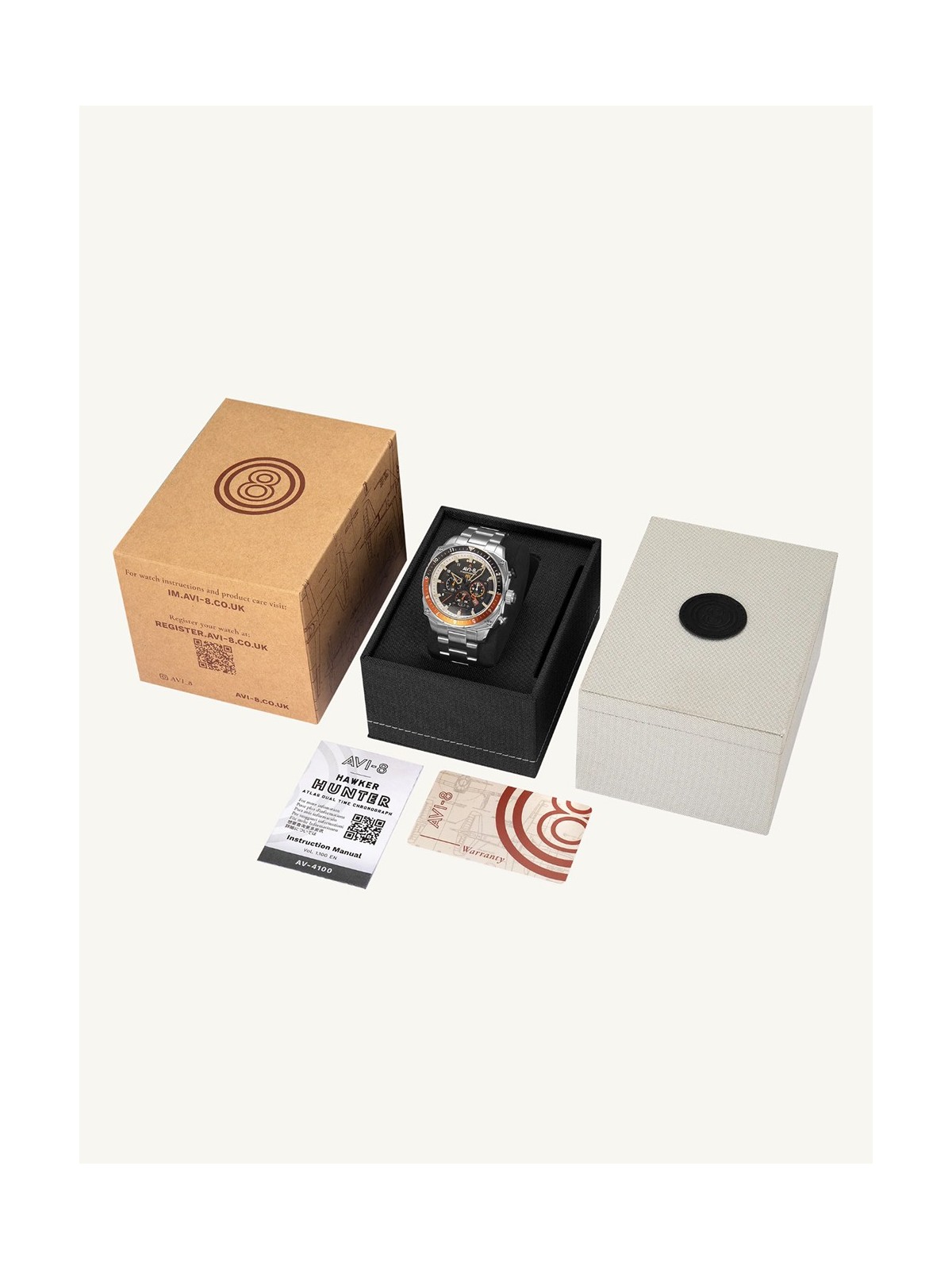 orologio uomo AVI-8 AV-4100-11 Mens Watch Hawker Hunter Dual Time Chronograph 43mm 5ATM