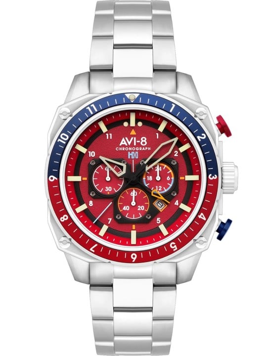 orologio uomo AVI-8 AV-4100-22 Mens Watch Hawker Hunter Dual Time Chronograph 43mm 5ATM