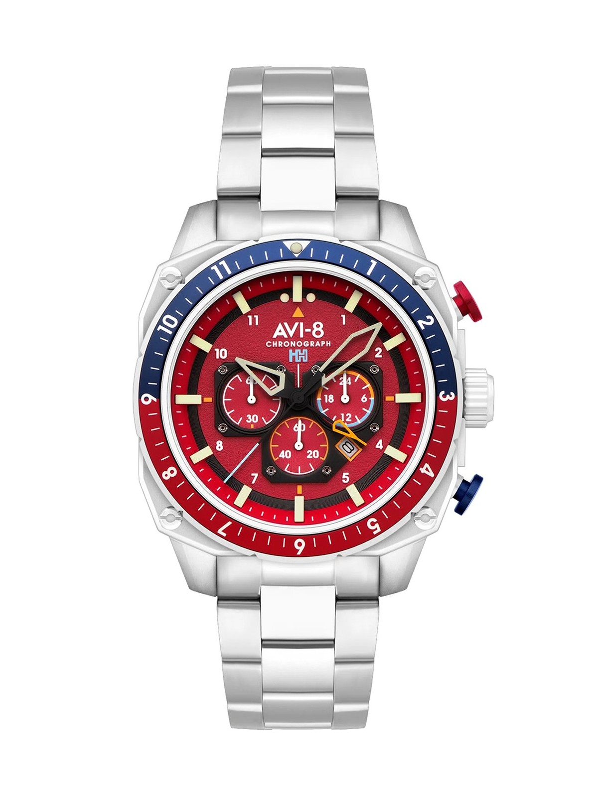 orologio uomo AVI-8 AV-4100-22 Mens Watch Hawker Hunter Dual Time Chronograph 43mm 5ATM