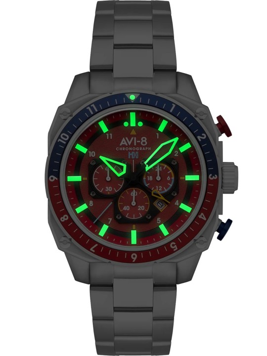 orologio uomo AVI-8 AV-4100-22 Mens Watch Hawker Hunter Dual Time Chronograph 43mm 5ATM