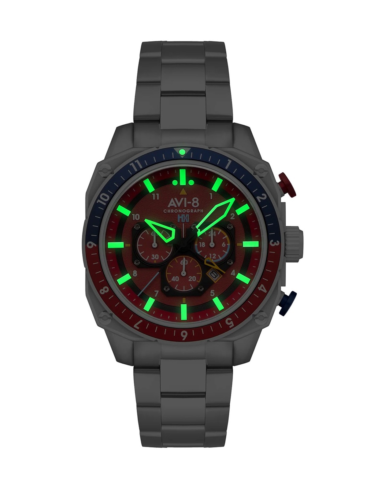 orologio uomo AVI-8 AV-4100-22 Mens Watch Hawker Hunter Dual Time Chronograph 43mm 5ATM