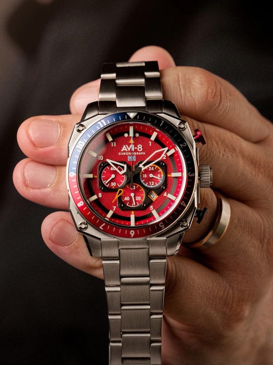 orologio uomo AVI-8 AV-4100-22 Mens Watch Hawker Hunter Dual Time Chronograph 43mm 5ATM
