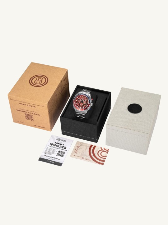 orologio uomo AVI-8 AV-4100-22 Mens Watch Hawker Hunter Dual Time Chronograph 43mm 5ATM