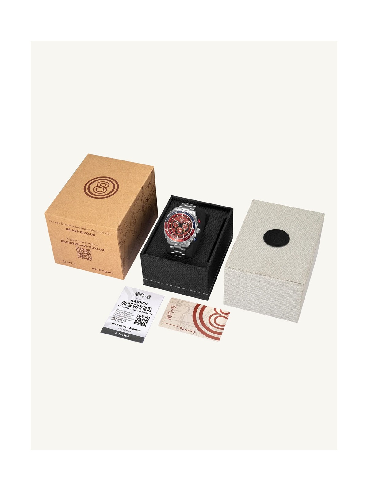 orologio uomo AVI-8 AV-4100-22 Mens Watch Hawker Hunter Dual Time Chronograph 43mm 5ATM
