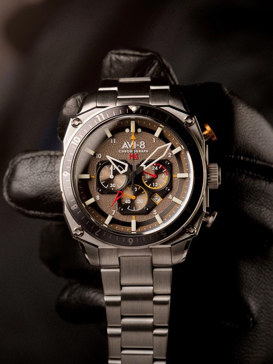 orologio uomo AVI-8 AV-4100-33 Mens Watch Hawker Hunter Dual Time Chronograph 43mm 5ATM