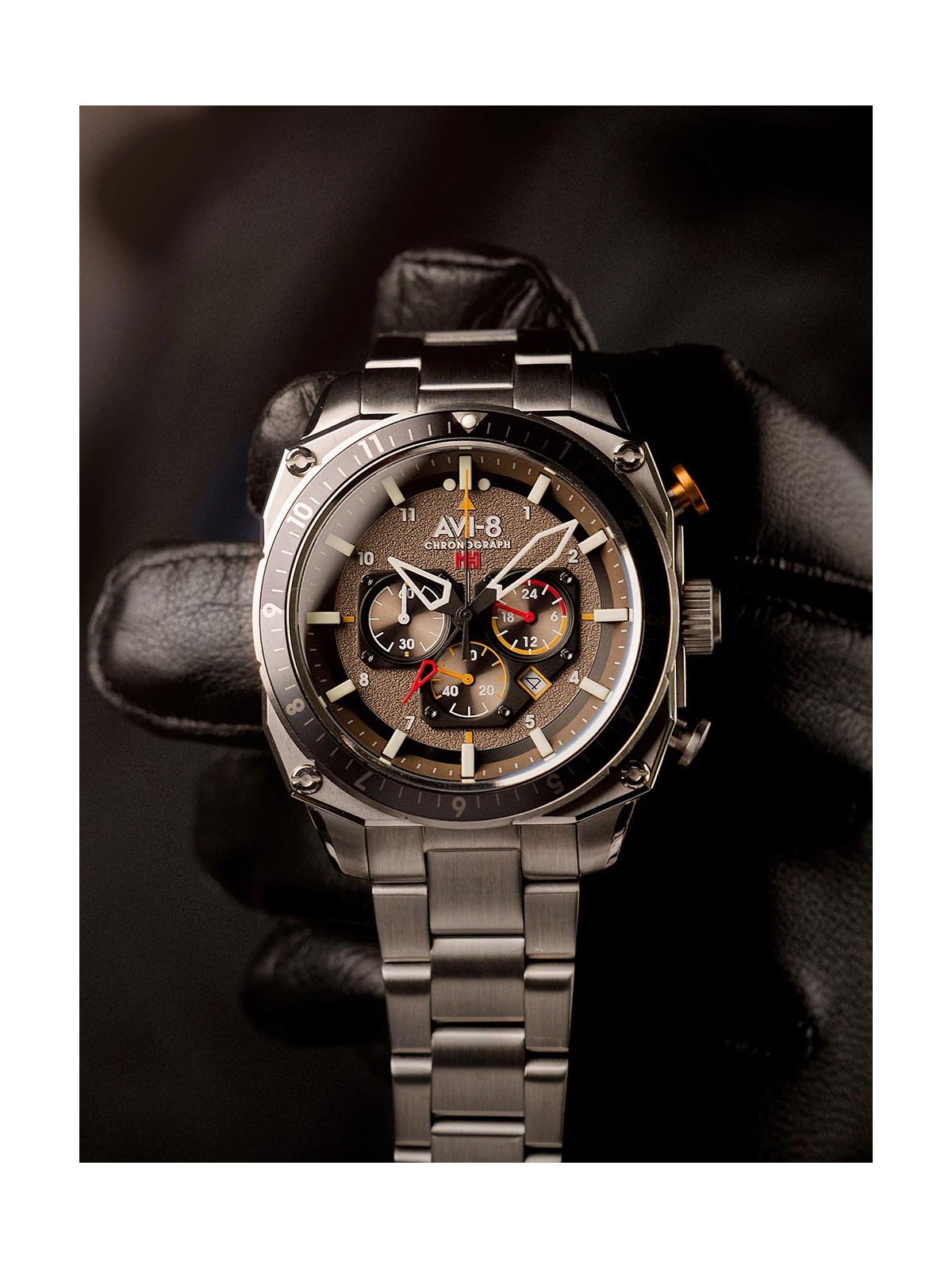 orologio uomo AVI-8 AV-4100-33 Mens Watch Hawker Hunter Dual Time Chronograph 43mm 5ATM