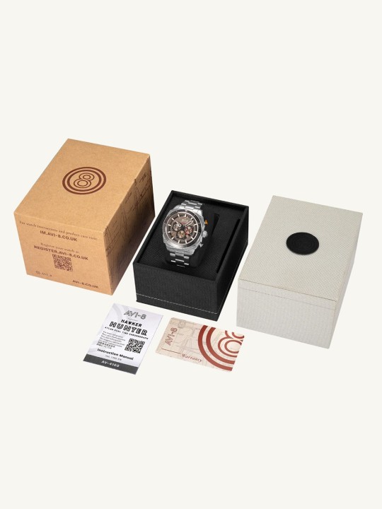 orologio uomo AVI-8 AV-4100-33 Mens Watch Hawker Hunter Dual Time Chronograph 43mm 5ATM
