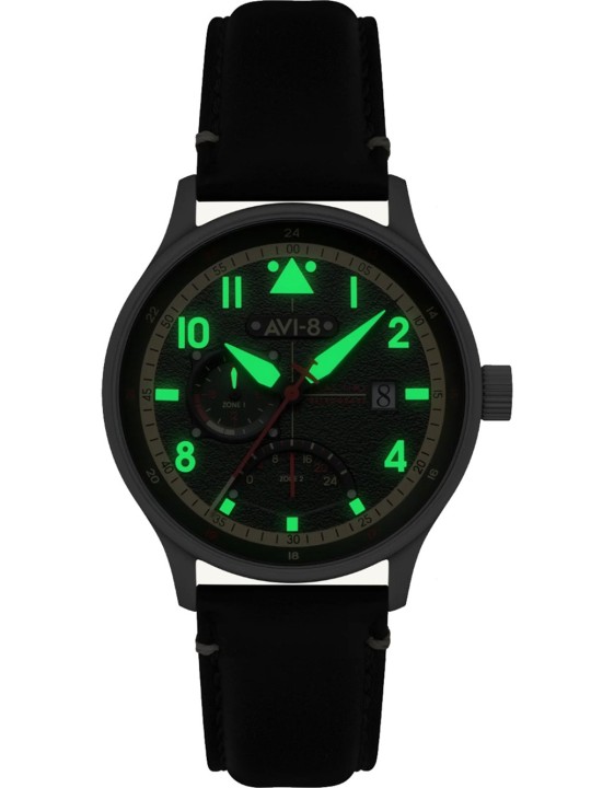 orologio uomo AVI-8 AV-4101-0A Mens Watch Hawker Hurricane McKellar Dual Time 44mm 5ATM