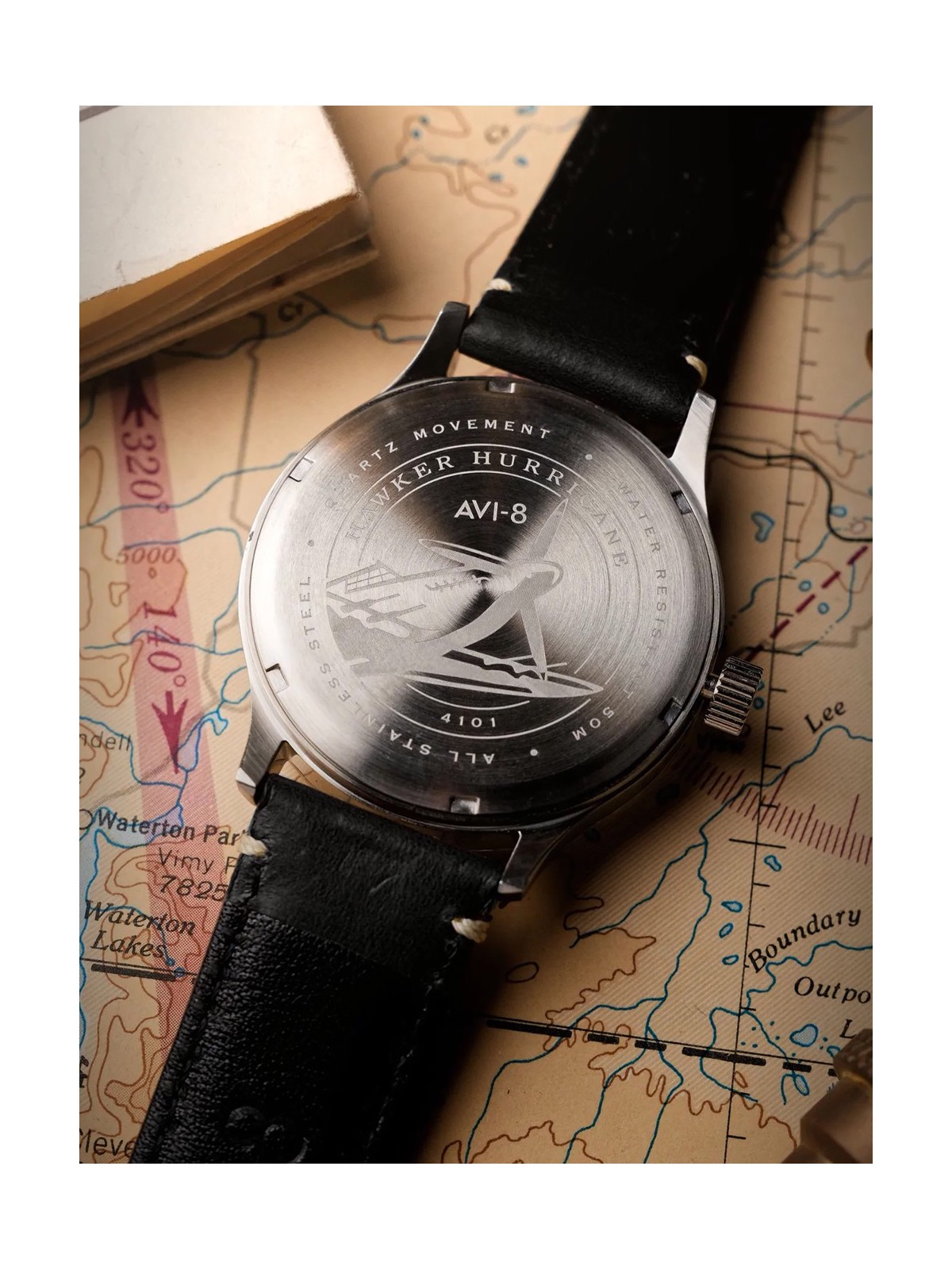orologio uomo AVI-8 AV-4101-0A Mens Watch Hawker Hurricane McKellar Dual Time 44mm 5ATM
