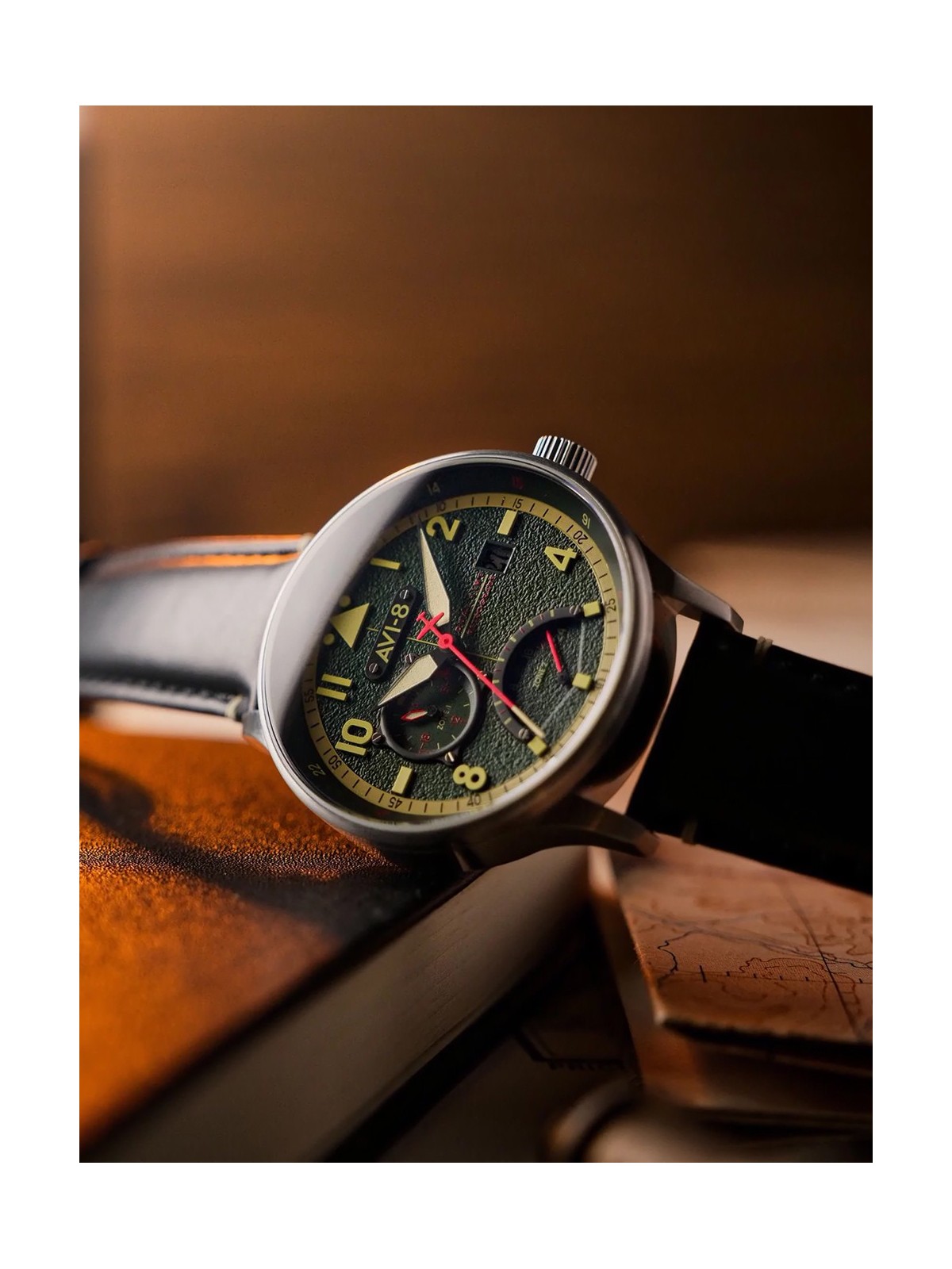 orologio uomo AVI-8 AV-4101-0A Mens Watch Hawker Hurricane McKellar Dual Time 44mm 5ATM