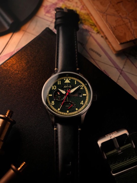 orologio uomo AVI-8 AV-4101-0A Mens Watch Hawker Hurricane McKellar Dual Time 44mm 5ATM
