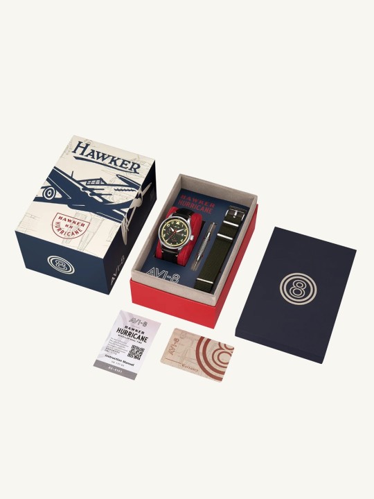 orologio uomo AVI-8 AV-4101-0A Mens Watch Hawker Hurricane McKellar Dual Time 44mm 5ATM