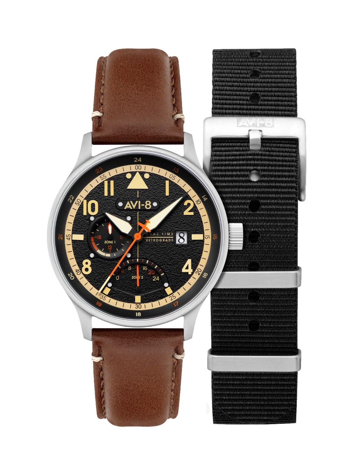 orologio uomo AVI-8 AV-4101-0B Mens Watch Hawker Hurricane McKellar Dual Time 44mm 5ATM