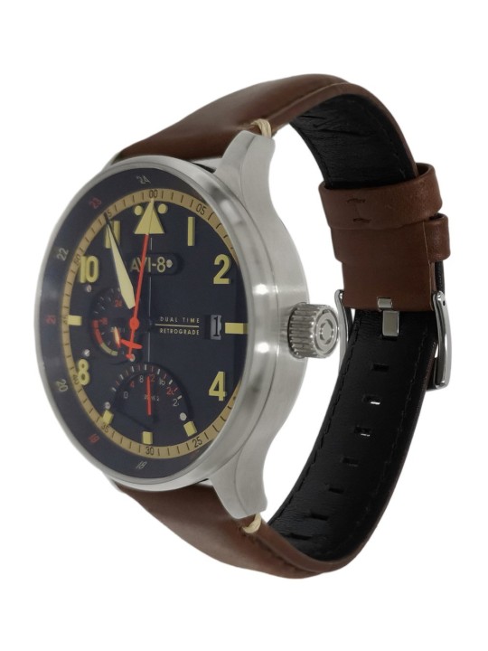 orologio uomo AVI-8 AV-4101-0B Mens Watch Hawker Hurricane McKellar Dual Time 44mm 5ATM