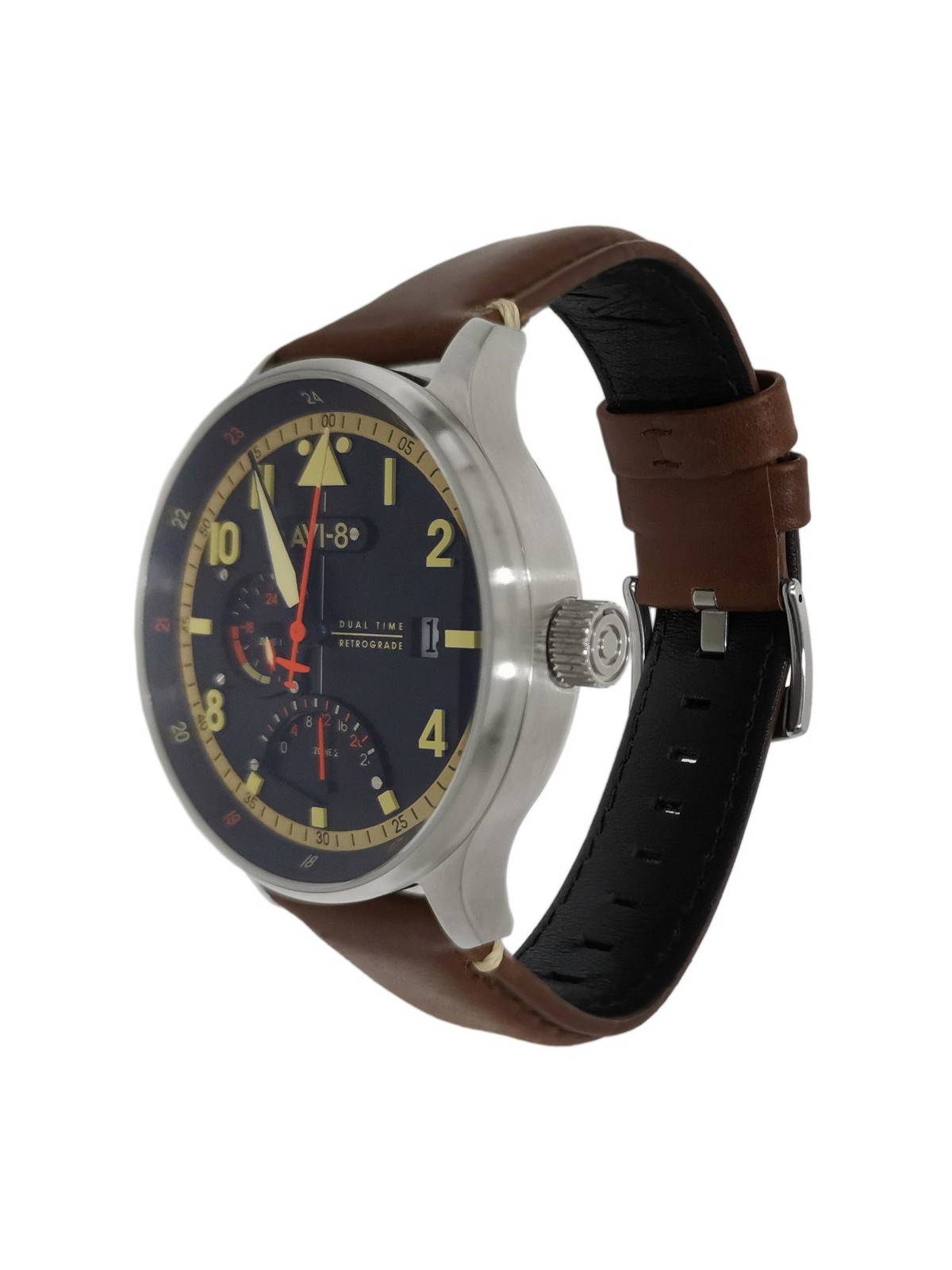 orologio uomo AVI-8 AV-4101-0B Mens Watch Hawker Hurricane McKellar Dual Time 44mm 5ATM