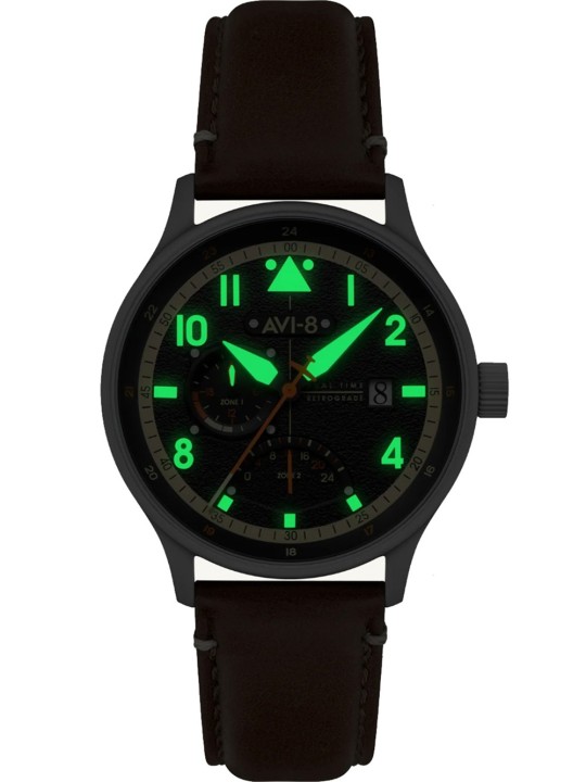 orologio uomo AVI-8 AV-4101-0B Mens Watch Hawker Hurricane McKellar Dual Time 44mm 5ATM