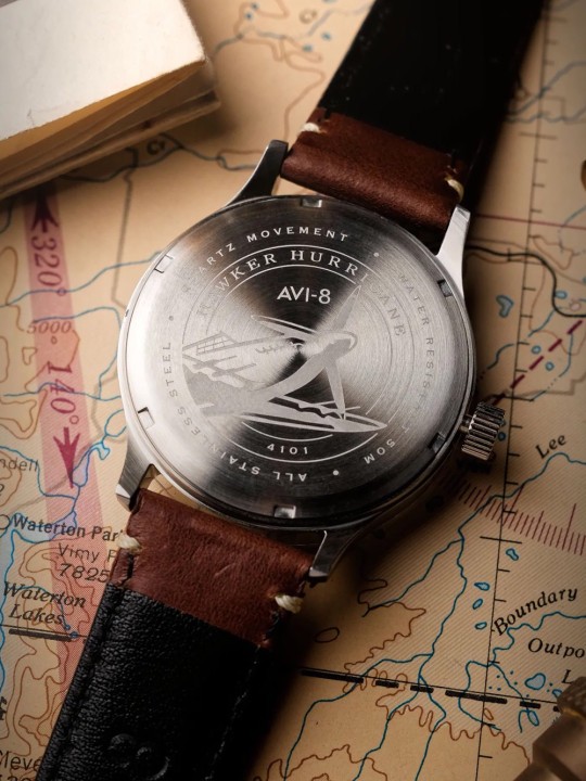 orologio uomo AVI-8 AV-4101-0B Mens Watch Hawker Hurricane McKellar Dual Time 44mm 5ATM