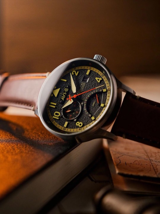 orologio uomo AVI-8 AV-4101-0B Mens Watch Hawker Hurricane McKellar Dual Time 44mm 5ATM
