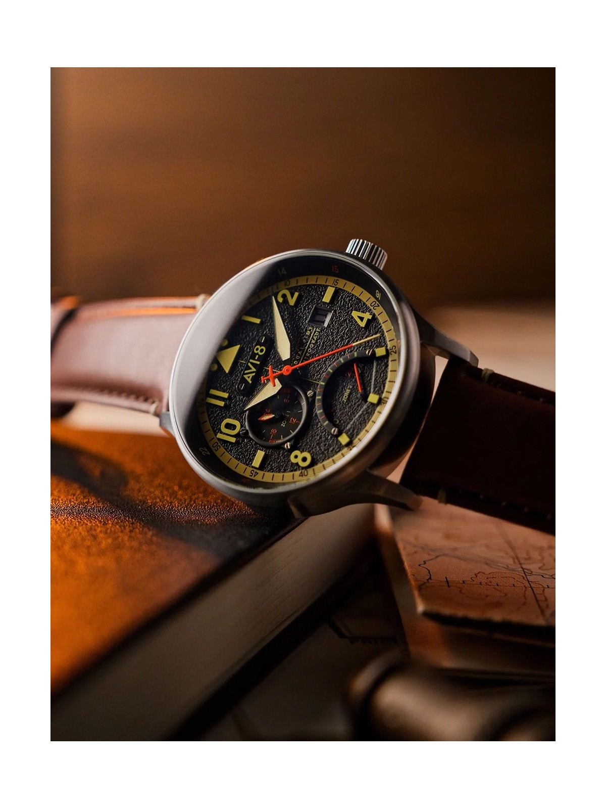 orologio uomo AVI-8 AV-4101-0B Mens Watch Hawker Hurricane McKellar Dual Time 44mm 5ATM