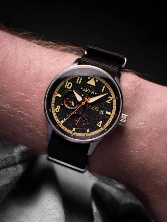 orologio uomo AVI-8 AV-4101-0B Mens Watch Hawker Hurricane McKellar Dual Time 44mm 5ATM