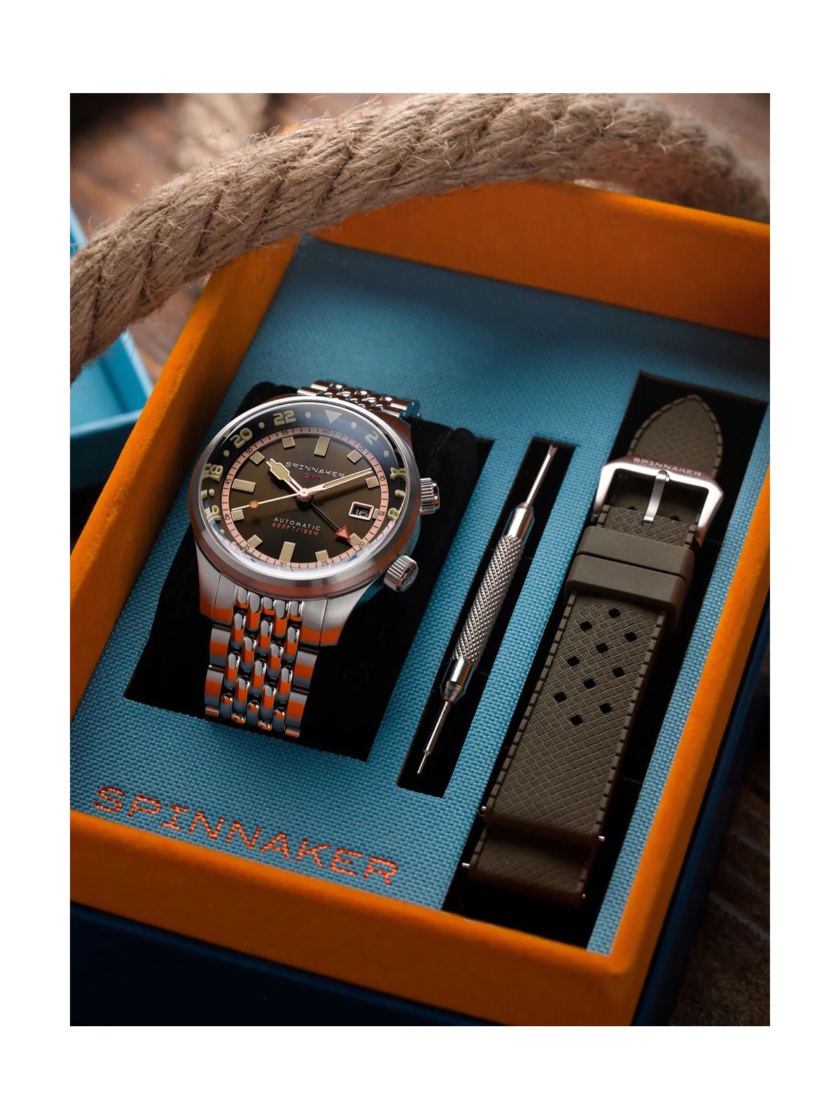 orologio uomo Spinnaker SP-5121-22 Mens Watch Bradner GMT Automatic 42mm 18ATM