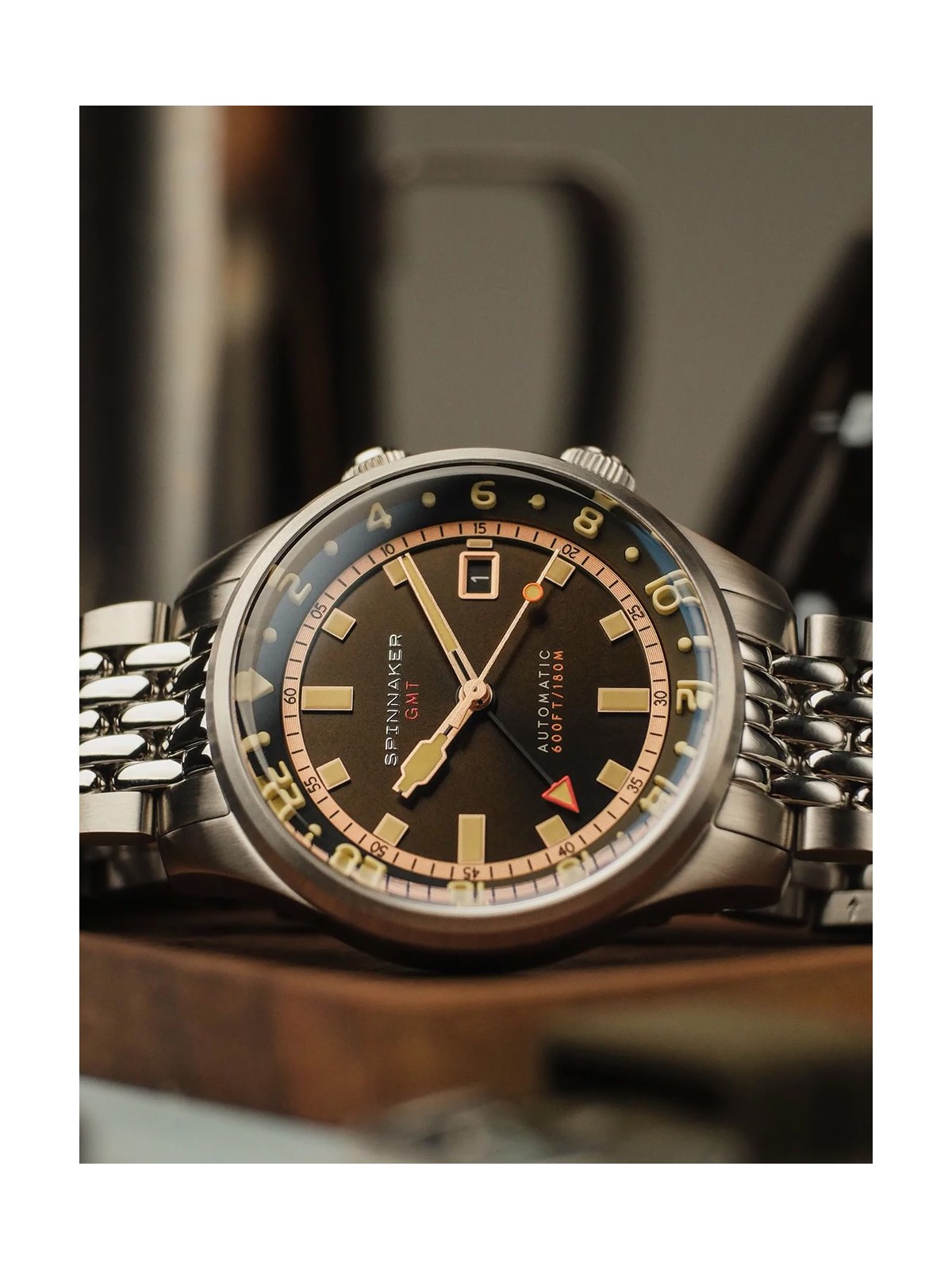 orologio uomo Spinnaker SP-5121-22 Mens Watch Bradner GMT Automatic 42mm 18ATM