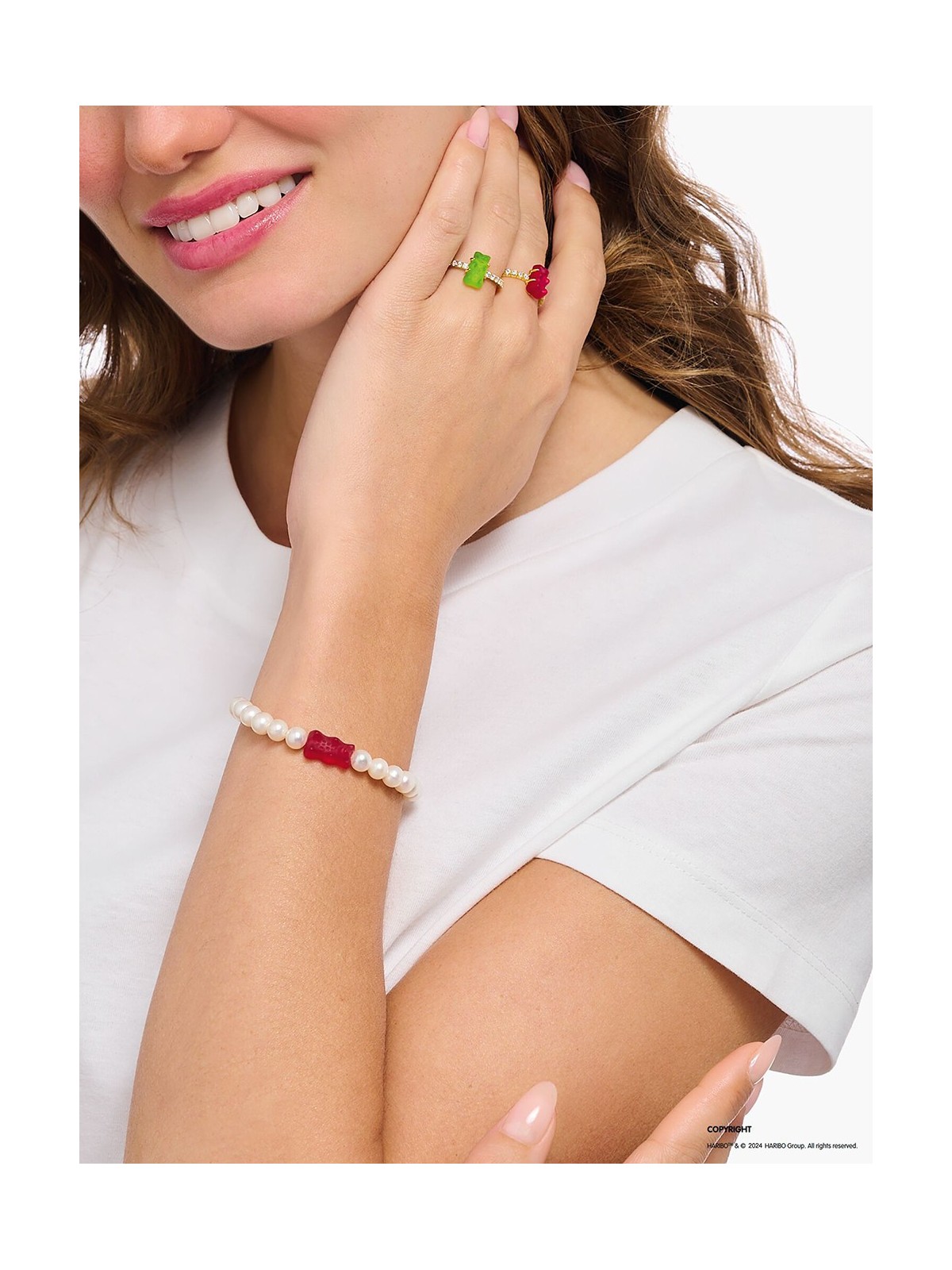 bracciale donna Thomas Sabo A2154-017-10-L15 Goldbears Pearl Bracelet red 15 cm