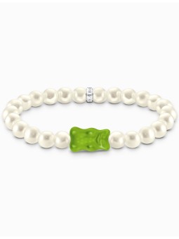 bracciale donna Thomas Sabo A2154-017-6-L15 Goldbears Pearl Bracelet green 15 cm
