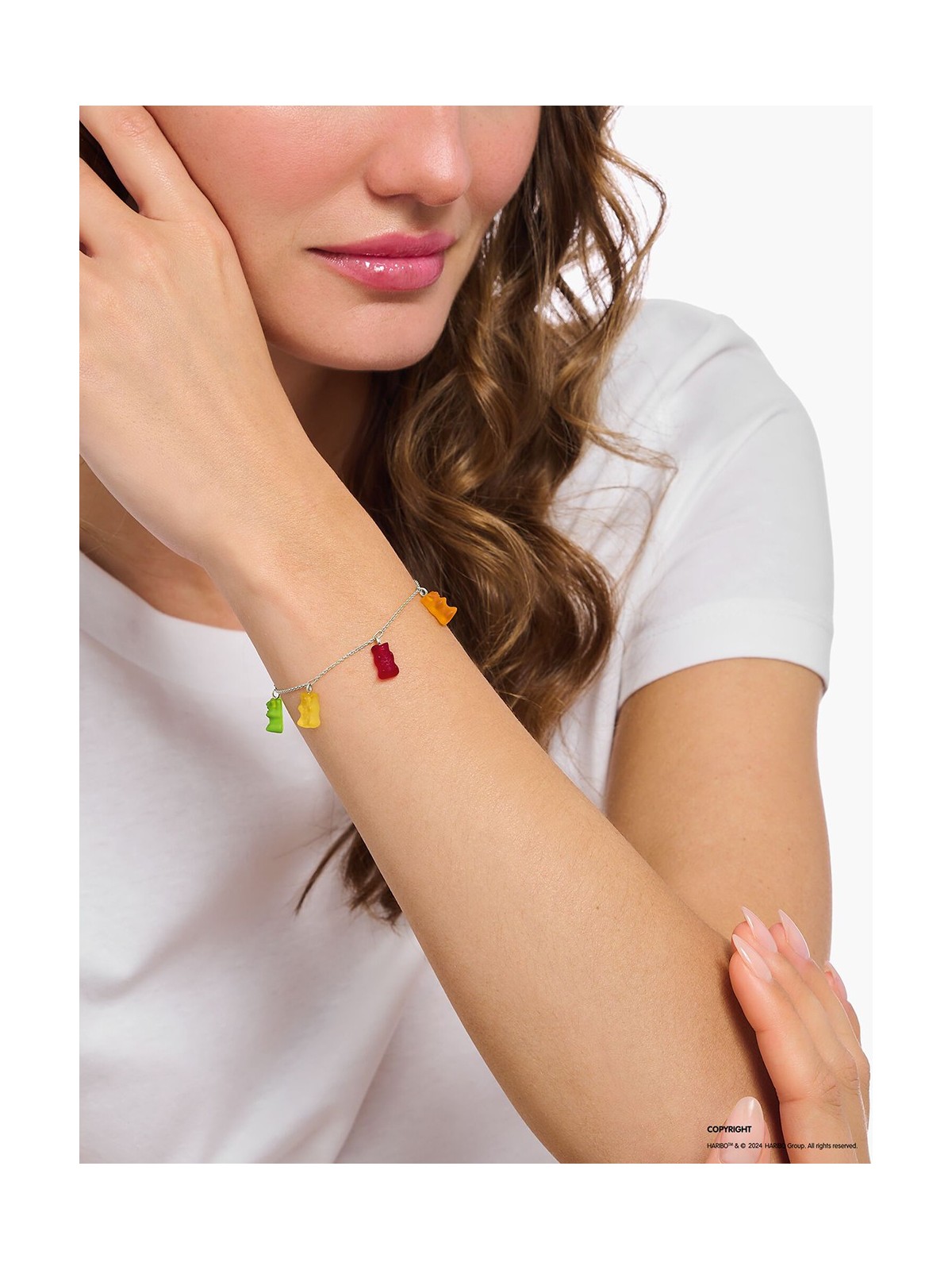 bracciale donna Thomas Sabo A2152-017-7-L19V Silver bracelet w. five coloured Goldbears