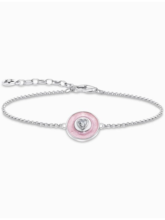 bracciale donna Thomas Sabo A2143-691-9-L19V Silver bracelet w. pink pendant