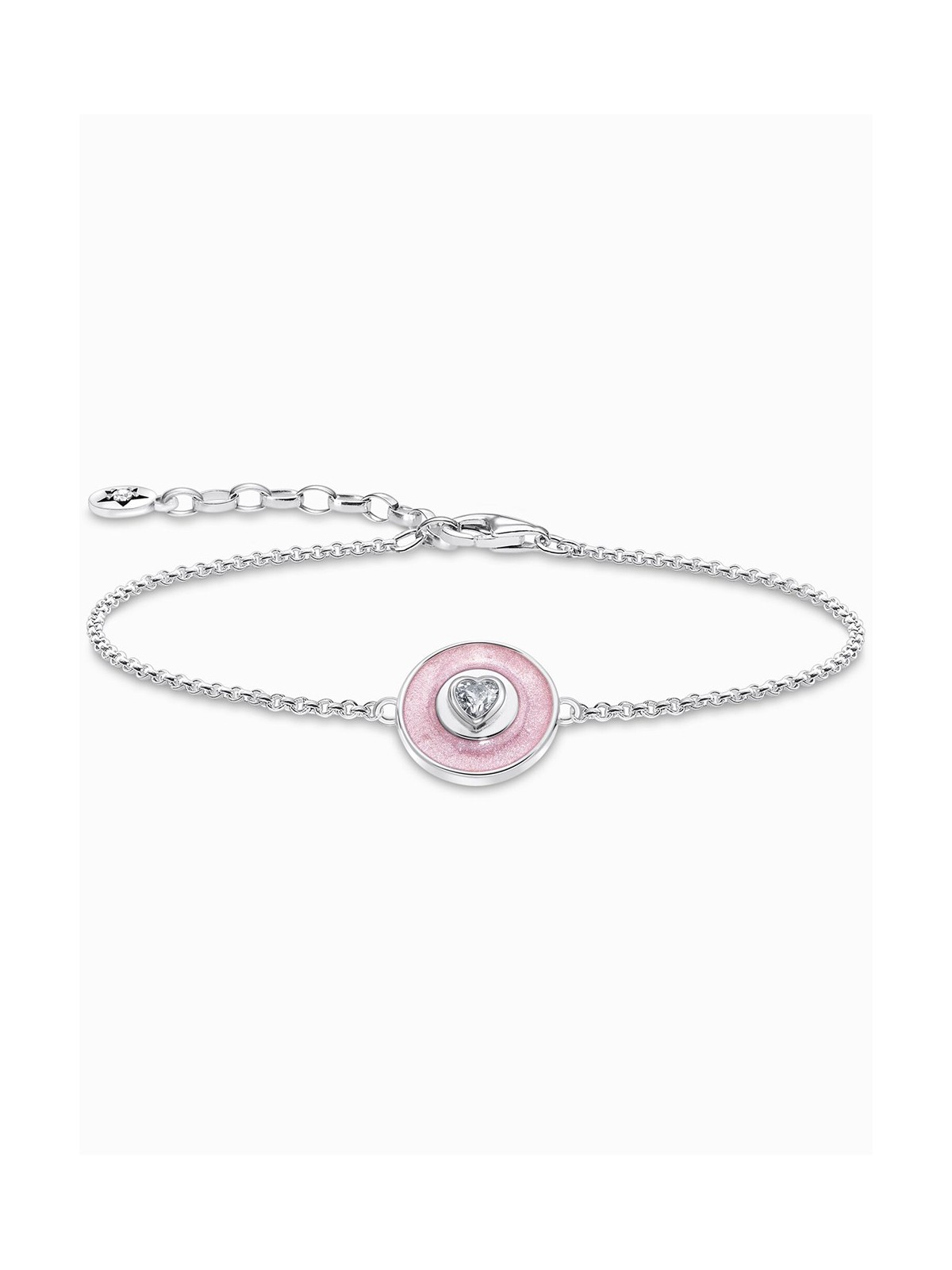 bracciale donna Thomas Sabo A2143-691-9-L19V Silver bracelet w. pink pendant