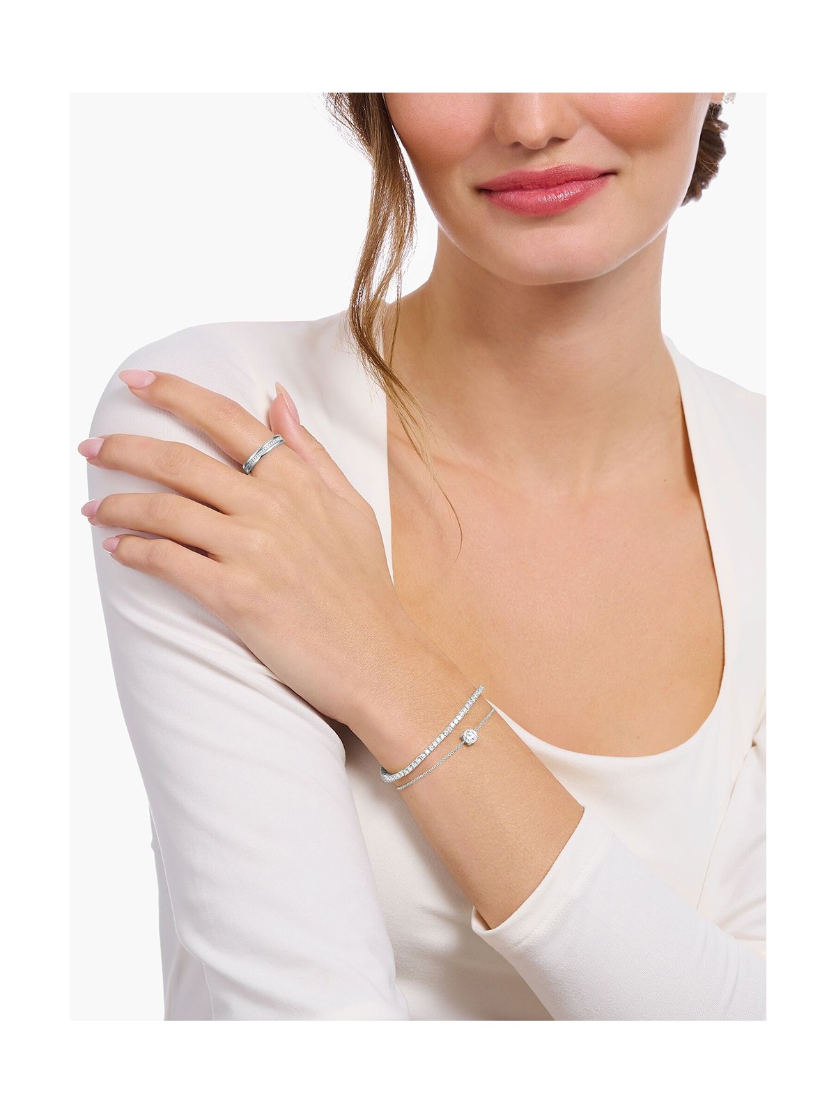 bracciale donna Thomas Sabo A2156-051-14-L19V Silver bracelet w. white zirconia