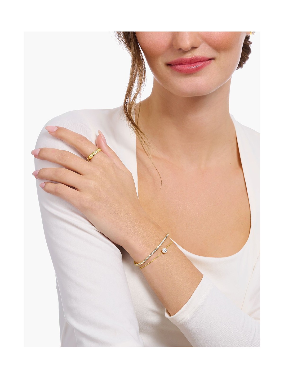 bracciale donna Thomas Sabo A2156-414-14-L19V Gold-plated bracelet w. white zirconia