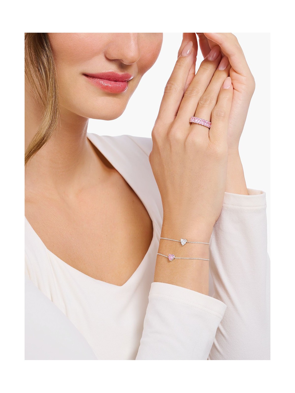 bracciale donna Thomas Sabo A2157-051-9-L19V Silver bracelet w. pink zirconia heart