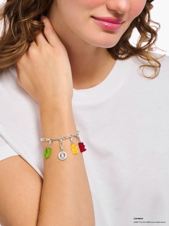 bracciale donna Thomas Sabo X0291-001-21-L17 Silver charm bracelet w. Goldbears logo ring