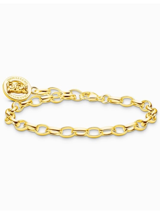 bracciale donna Thomas Sabo X0291-413-39-L17 Gold-plated charm bracelet with gold bear logo ring