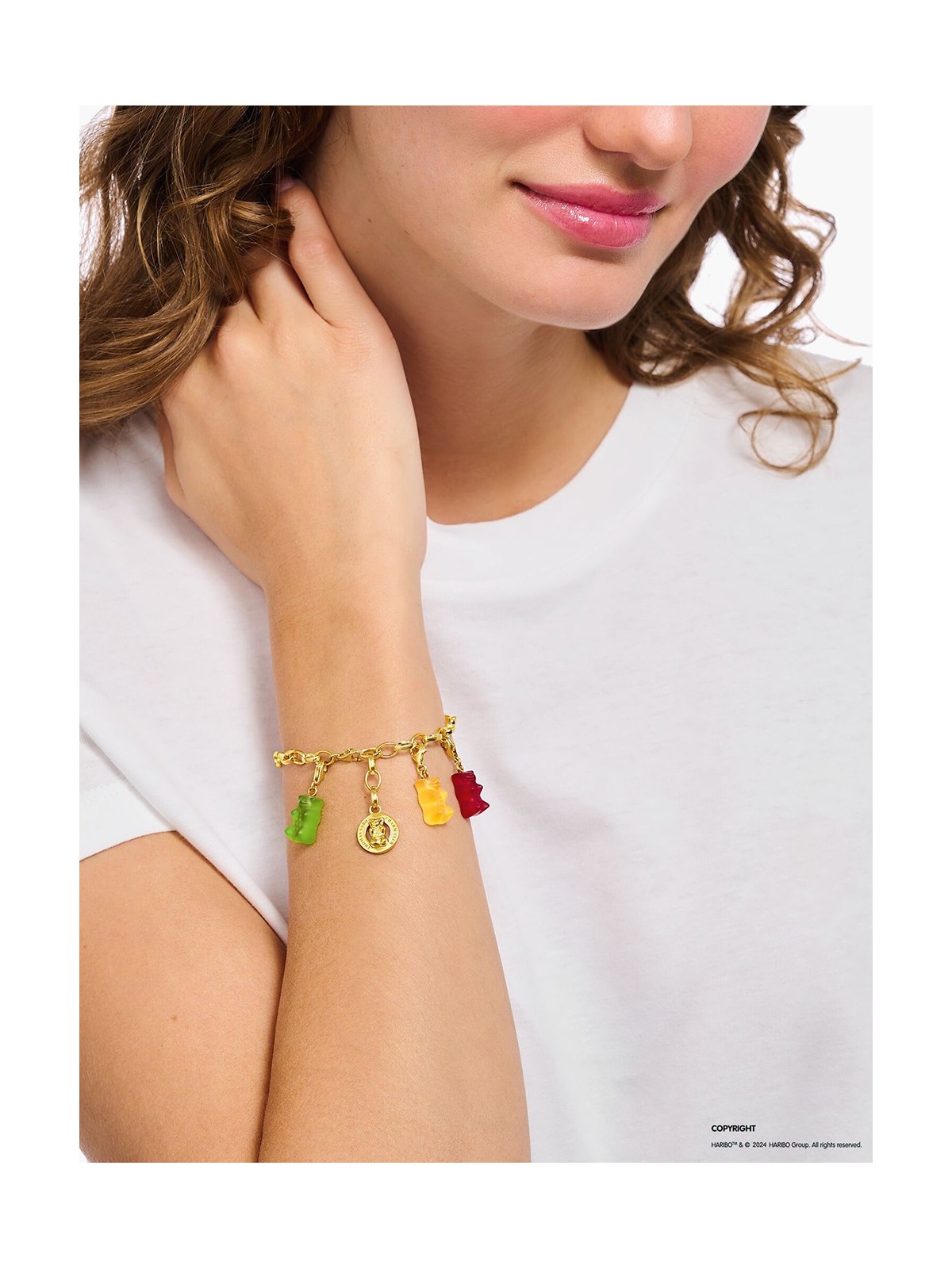 bracciale donna Thomas Sabo X0291-413-39-L17 Gold-plated charm bracelet with gold bear logo ring