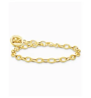 bracciale donna Thomas Sabo X0291-413-39-L19 Gold-plated charm bracelet with gold bear logo ring