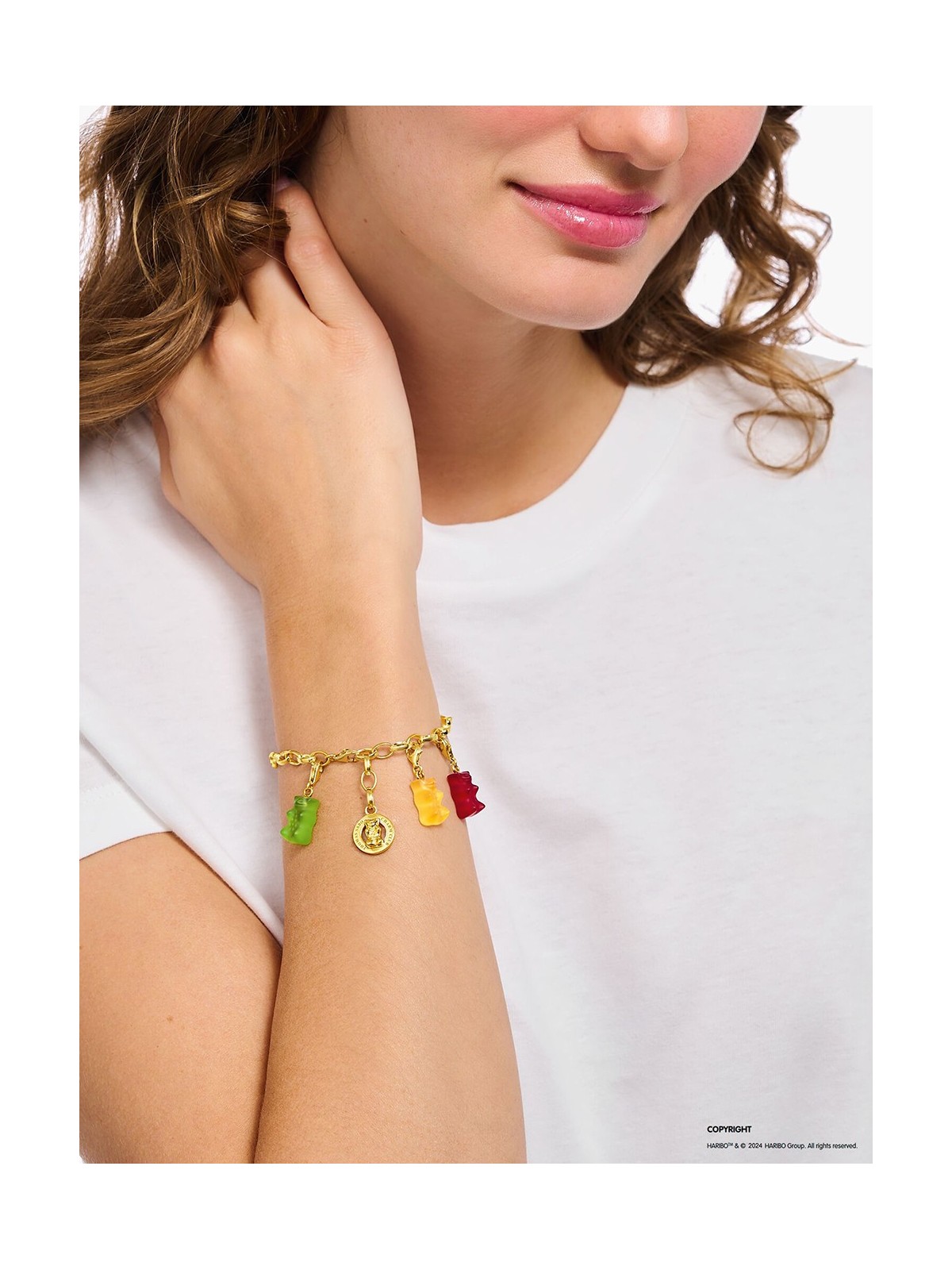 bracciale donna Thomas Sabo X0291-413-39-L19 Gold-plated charm bracelet with gold bear logo ring